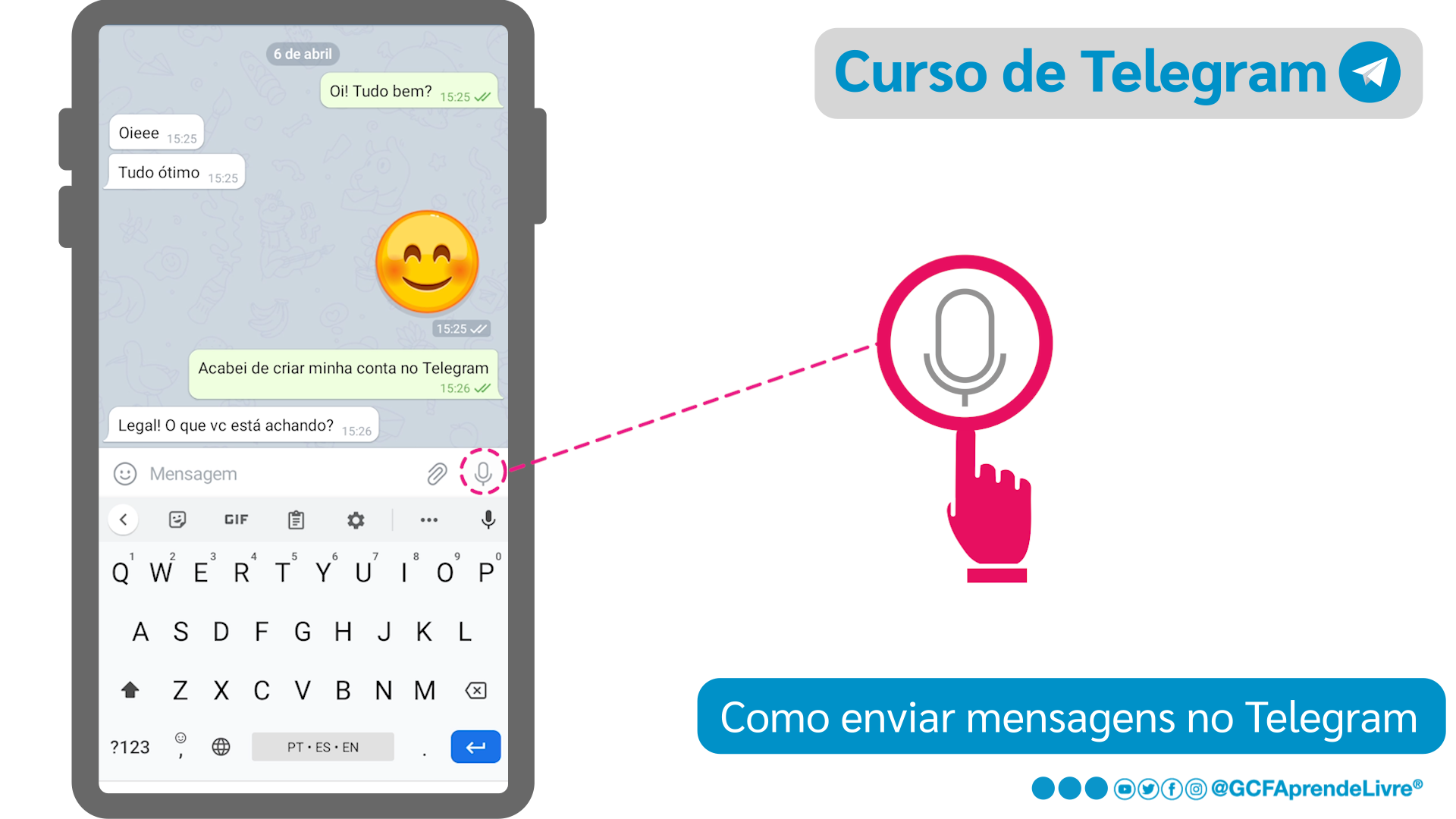 Como enviar mensagem de voz pelo Telegram: passo 1